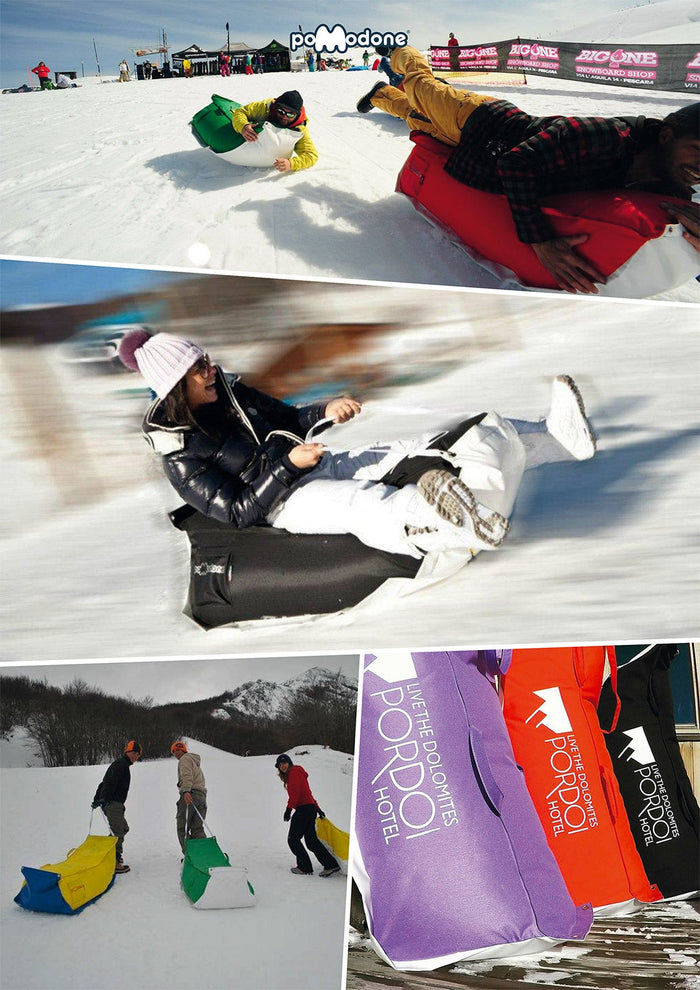 Slitta per Neve 135x38x34 cm in Acrilico Pomodone Slittone Rosso