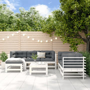 Set Salotto da Giardino 7 pz Bianco in Legno Massello di Pino 3186194