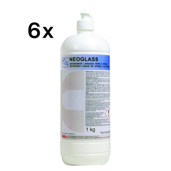 Neoglass 1 L Detergente per Lavaggio a Stecca Vetri | Kemika, 6 Pezzi