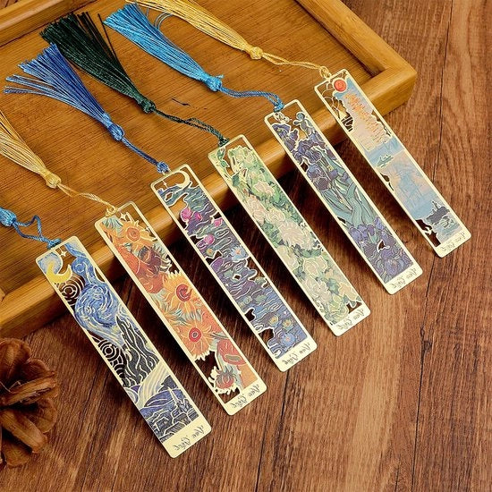 Set di supporti per libri in metallo - Stile vintage - 6 pezzi - Disegno fiorale - Regalo per appassionati di libri