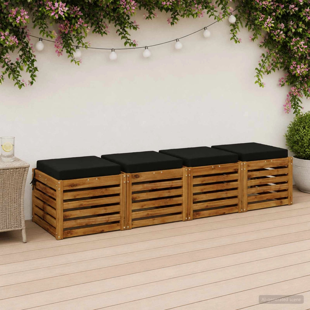 Cuscini per Sedia in 4 Pezzi SOEST 4 pz 100% Poliestere Nero 944397
