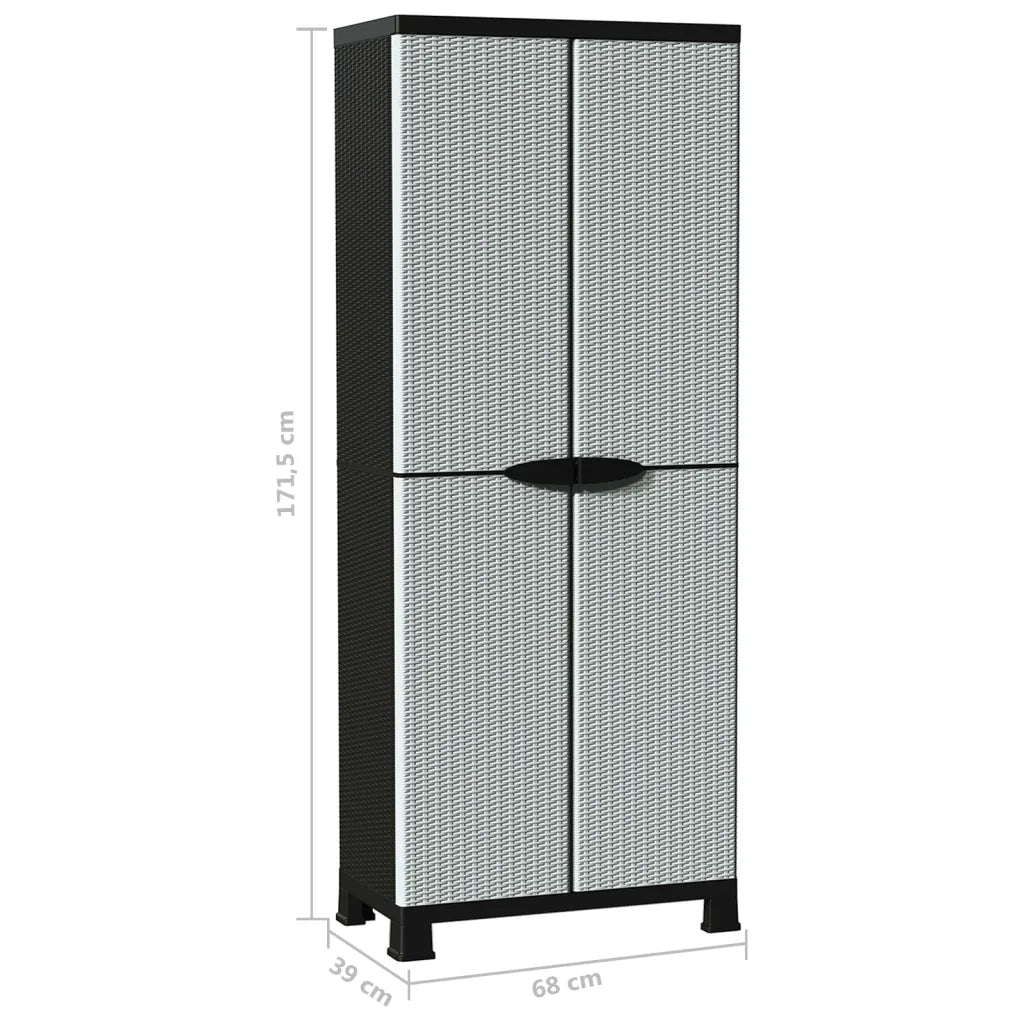 Mobile contenitore compatto in plastica grigia 68 x 39 x 171 cm con ripiani regolabili design moderno 02_0046945