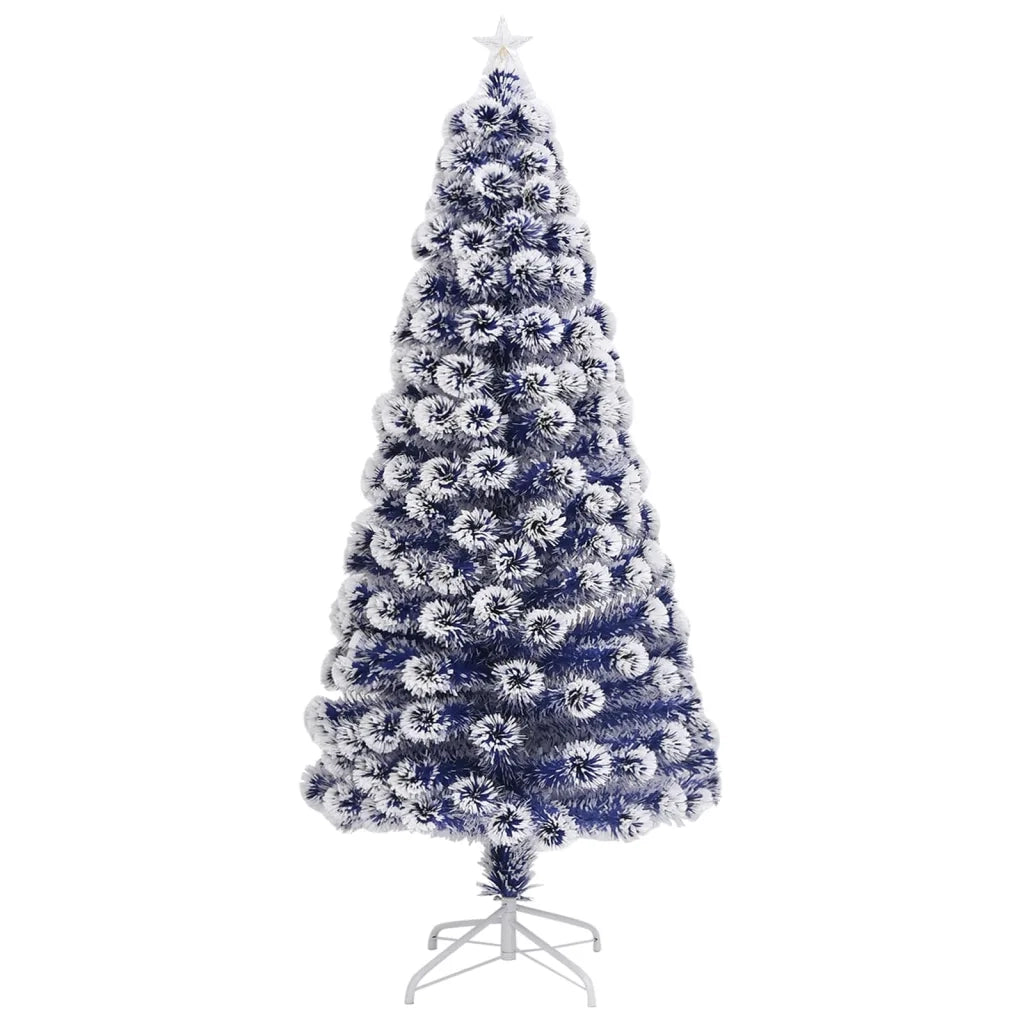 Albero Natale Preilluminato-Luci decorative natalizie Bianco e Blu 150 cm in Fibra Ottica