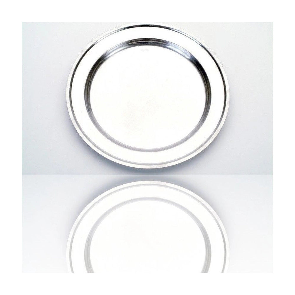 Trade Shop - Vassoio Piatto Tondo In Acciaio Inox Portata Cucina Diametro 34cm -