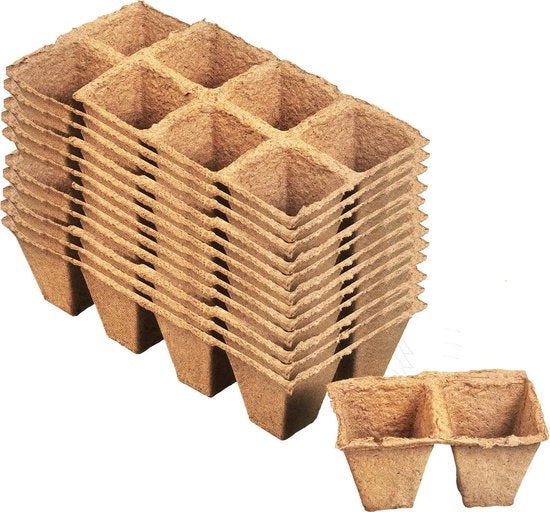 Contenitori per semi - biodegradabili - 96 pezzi - 3,5 x 3,5 cm - cellulosa