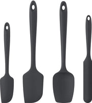 Set di spatole e spazzole per impasto da 4 - resistenti al calore in silicone - antiaderente - progettazione senza giunzioni - cucinare, cuocere, mescolare - nero