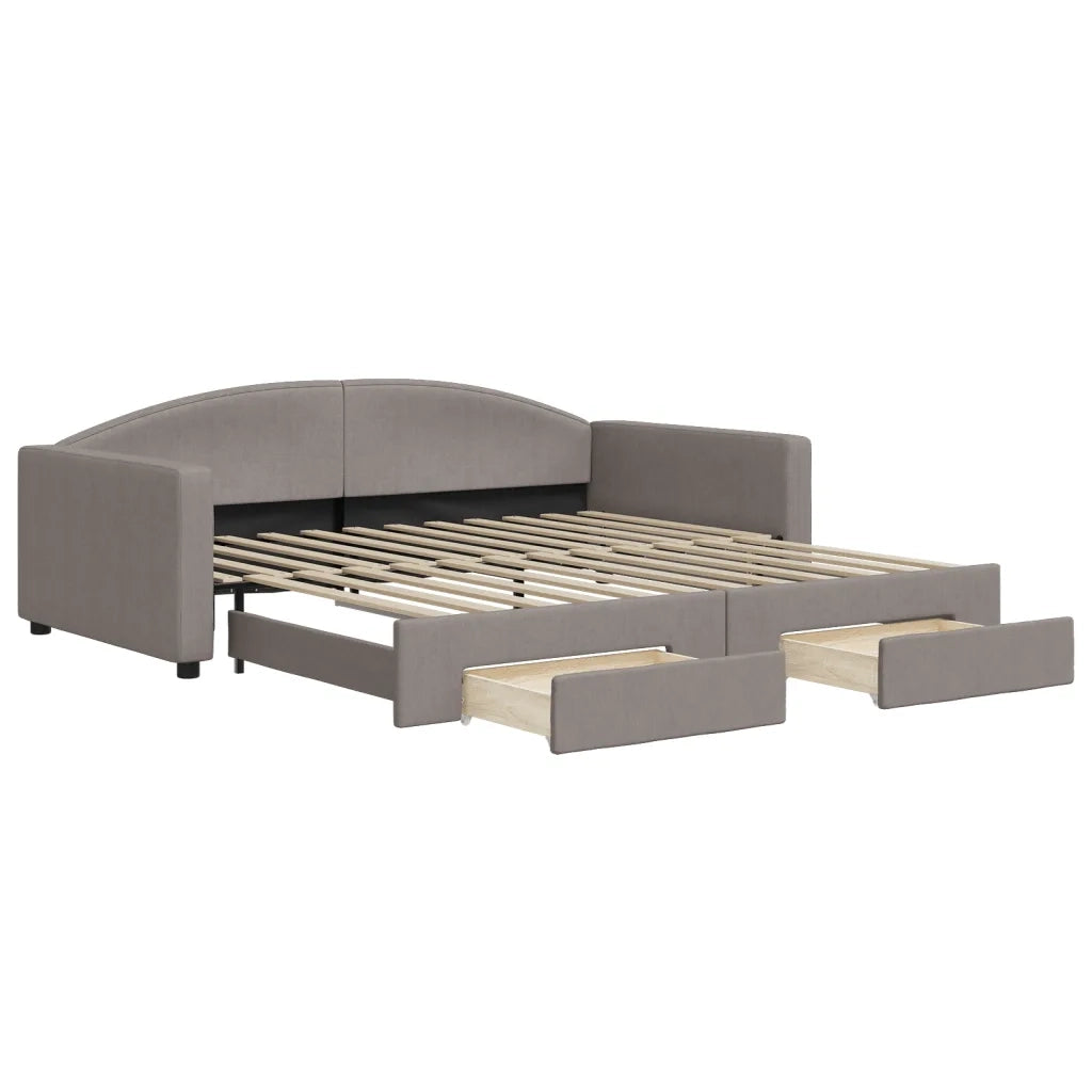 vidaXL Divano Letto Estraibile con Cassetti Tortora 100x200 cm Tessuto