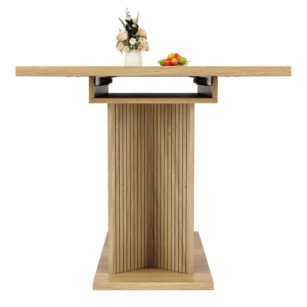 TAVOLO da pranzo allungabile 120-160 x 80 cm MDF Naturale e Marrone Chiaro