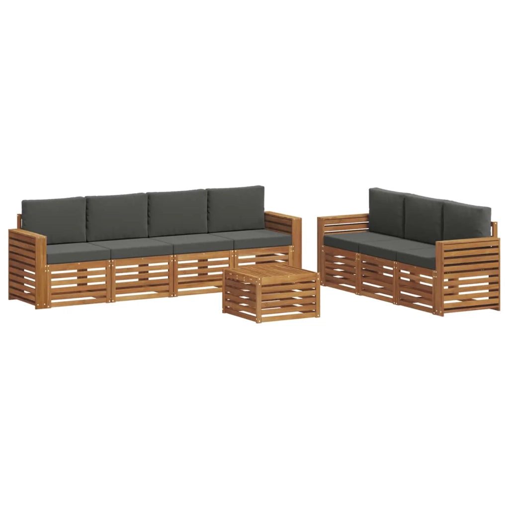 Set divani 8 pcs Naturale e Antracite Legno di Acacia Massello 3374497