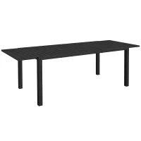 Tavolo da Giardino Espandibile Rettangolare per 6-8 Persone, in Alluminio, 180/240L x 94l x 73H cm, Nero