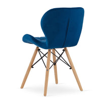 Sedia in velluto VALORA WAKO - Design ergonomico moderno - Blu navy x 4