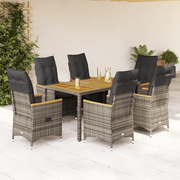 Set da Pranzo da Giardino 7 pz con Cuscini in Polyrattan Grigio 3276847
