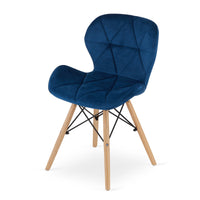 Sedia in velluto VALORA WAKO - Design ergonomico moderno - Blu navy x 4