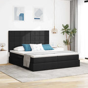 Letto con Contenitore Nero 180 x 200 cm Pelle Sintetica