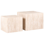 Set di 2 tavolini da salotto con piano in MDF effetto travertino quadrati per salotti di piccole e medie dimensioni