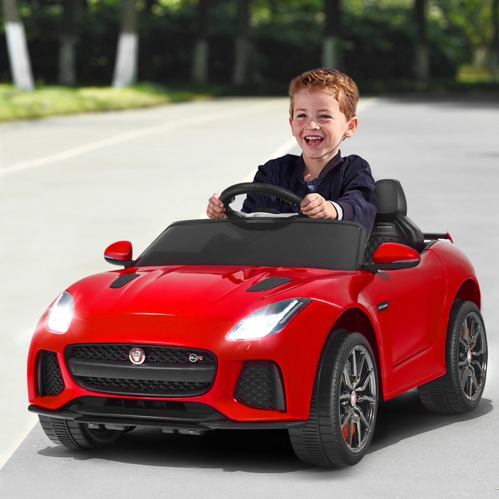 Macchina Jaguar F-type SVR 12 V per bambini con telecomando, Macchina a batterie con musica e storie Rosso-Macchinine giocattoli