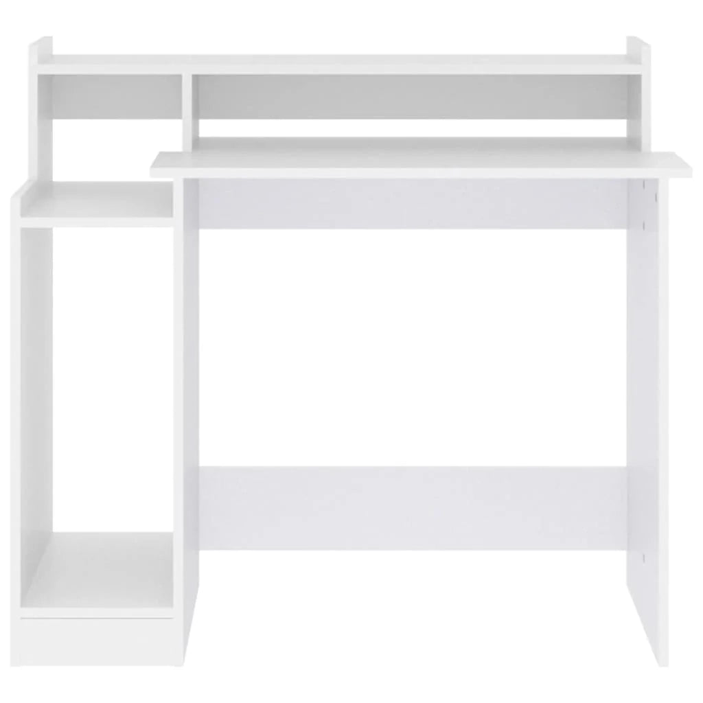 Scrivania per computer postazione di lavoro mobile da studio con luci a LED 97 x 45 x 90 cm legno ingegnerizzato bianco 02_0023411