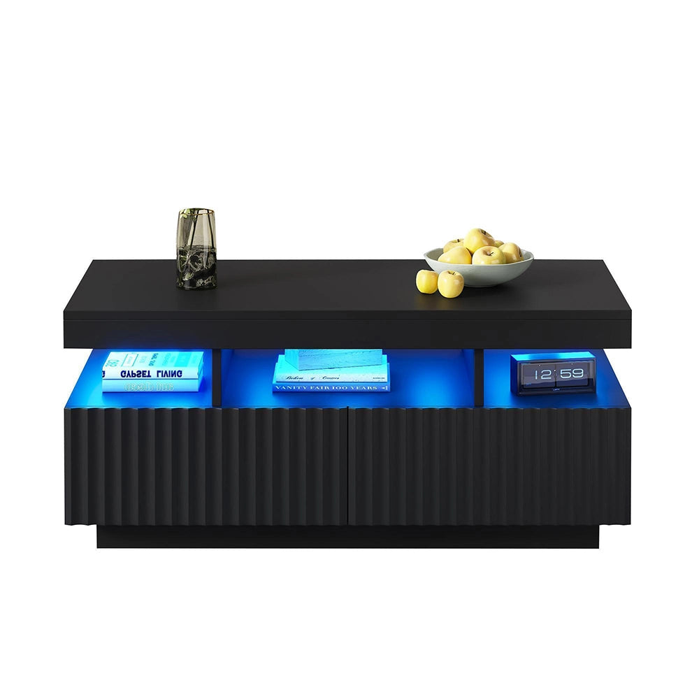 Tavolino LED - Xylo - 100x50cm strisce verticali nero