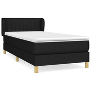 Letto singolo | Letto per adulti | Giroletto a Molle con Materasso Nero 100x200 cm in Tessuto
