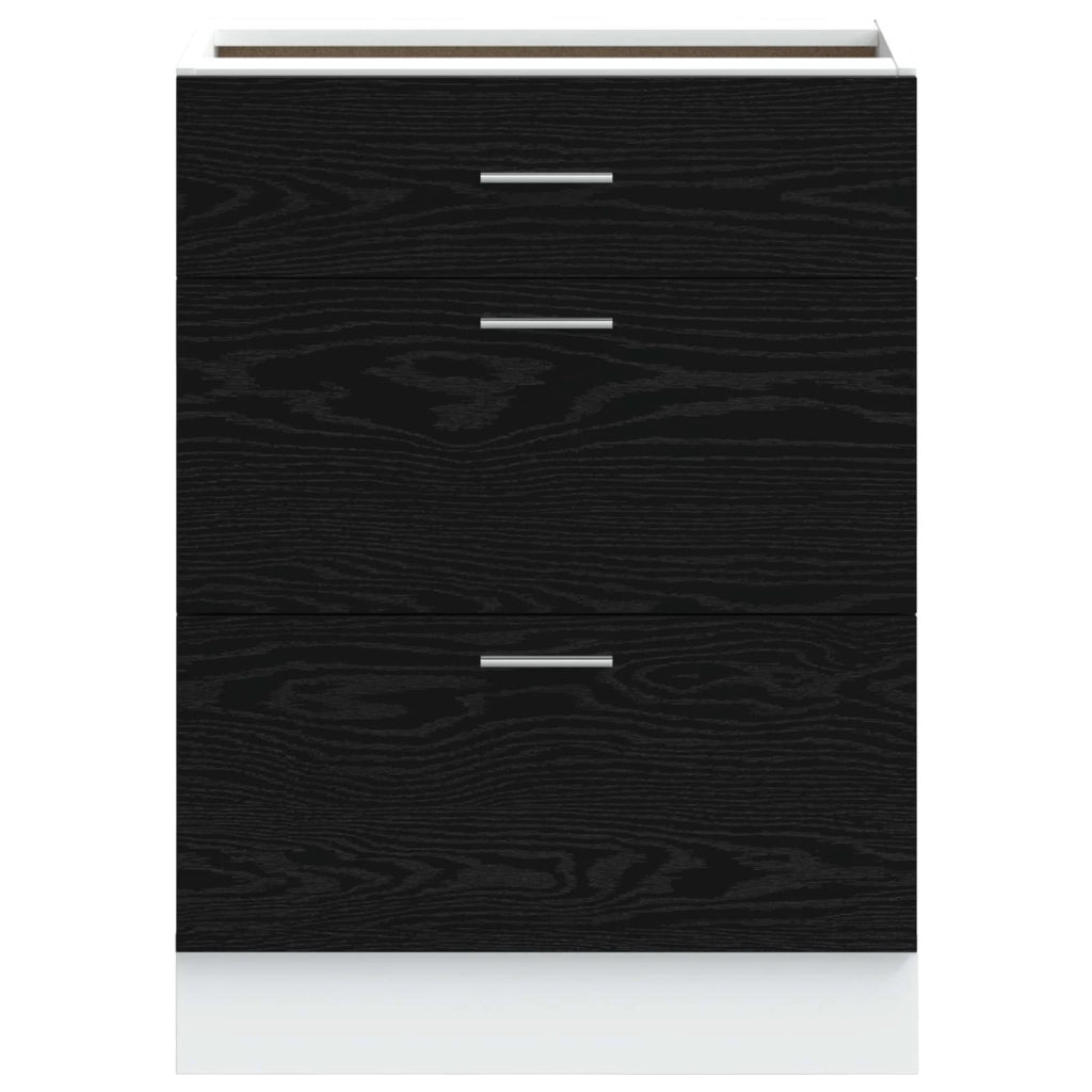Base per Cucina con cassetto-Mobile Base da Cucina Riga Rovere Nero 60 x 46 x 81,5 cm