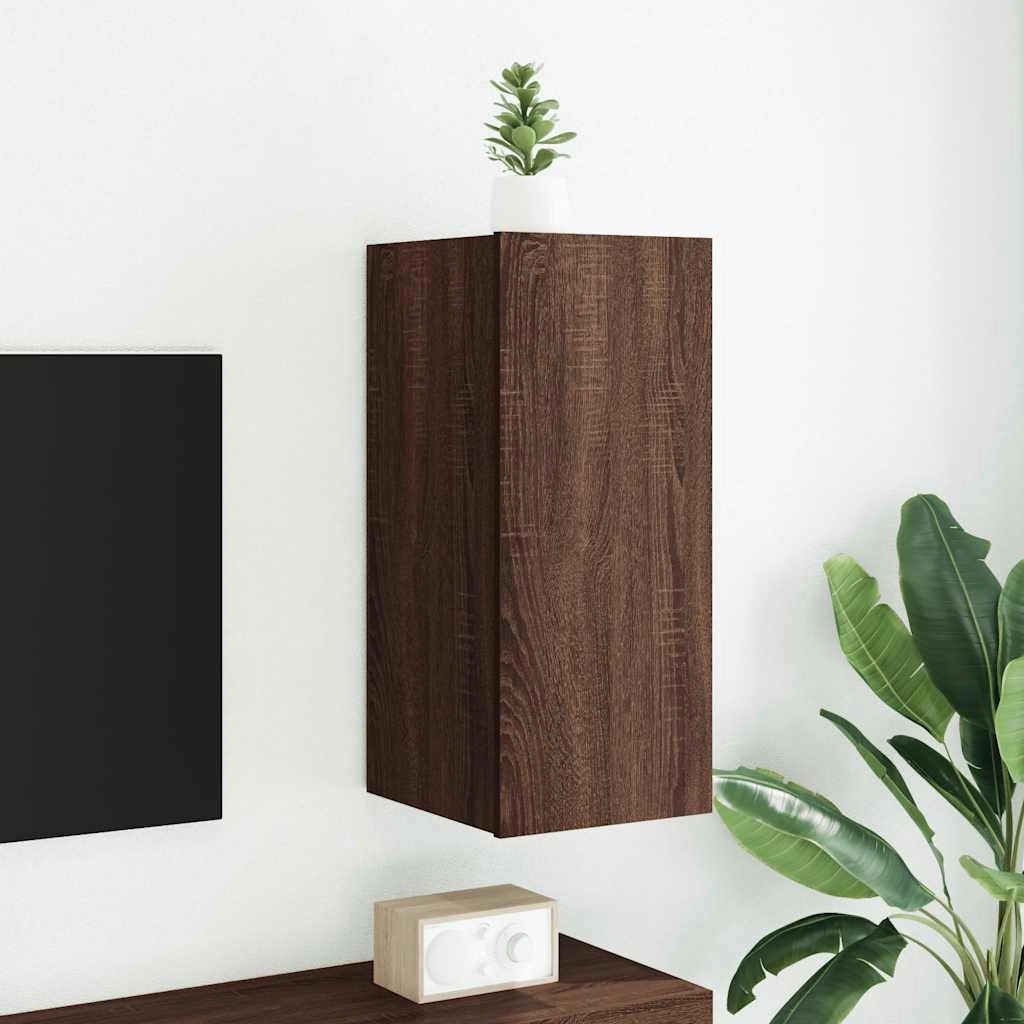 Mobile TV a Parete con Luci LED Rovere Marrone 30,5x35x70 cmcod mxl 134179
