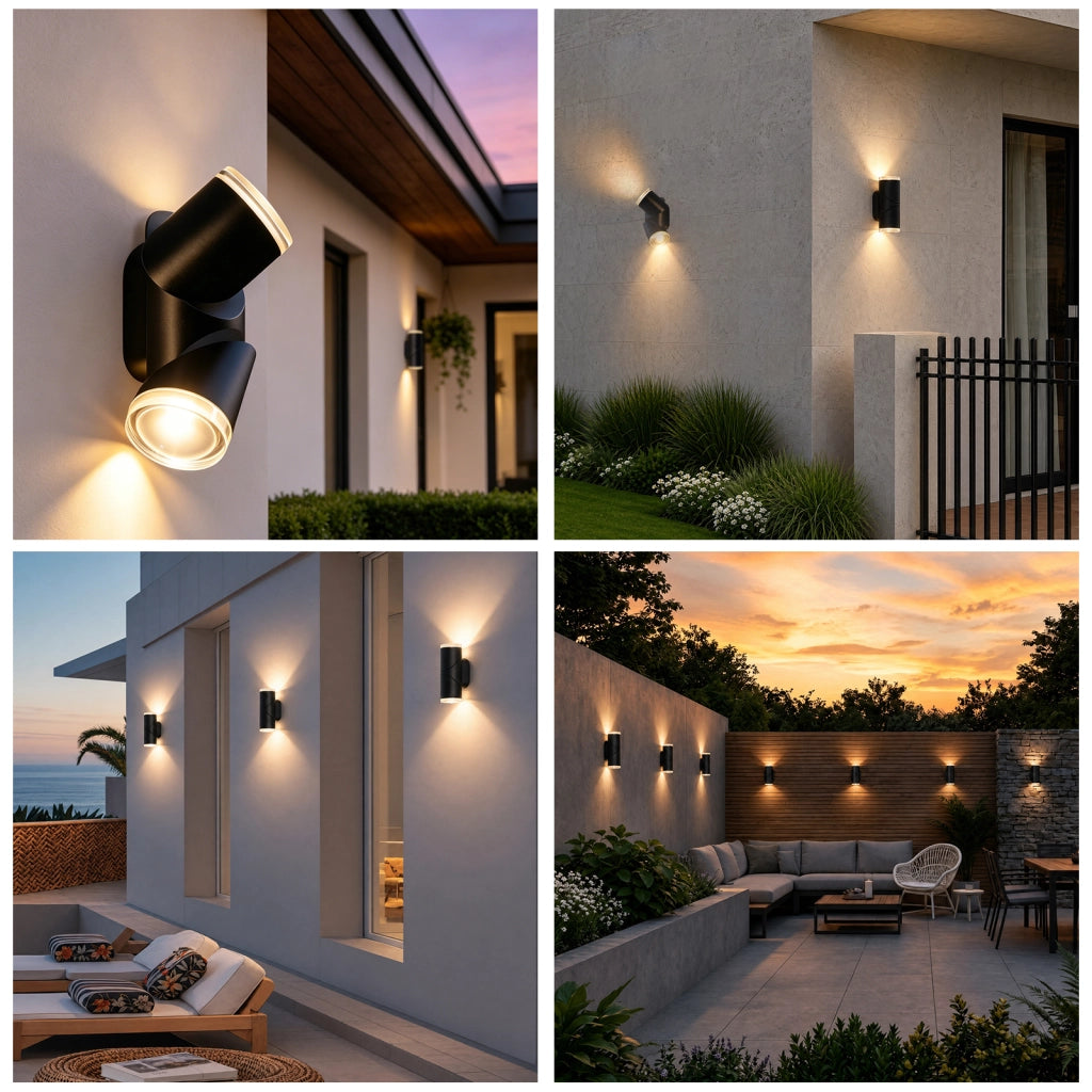 ZMH Lampada da Parete Esterno LED 10W Nero 3000K Impermeabile  IP65 per Terrazza Ingresso Corridoio