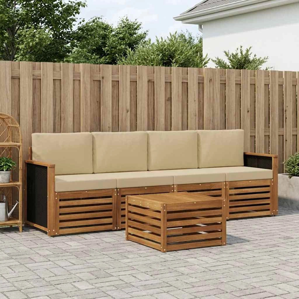 Set di divani da esterno 5 pz Naturale e Beige 3383984