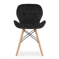 Valora WAKO Sedia in velluto nero dal design moderno per soggiorno x4