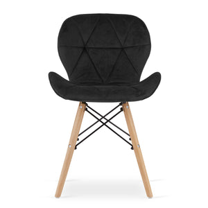 Valora WAKO Sedia in velluto nero dal design moderno per soggiorno x4