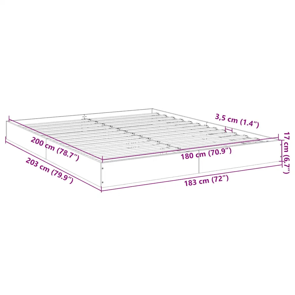 Giroletto senza Materasso Rovere Fumo 180x200 cm in Truciolato 842004
