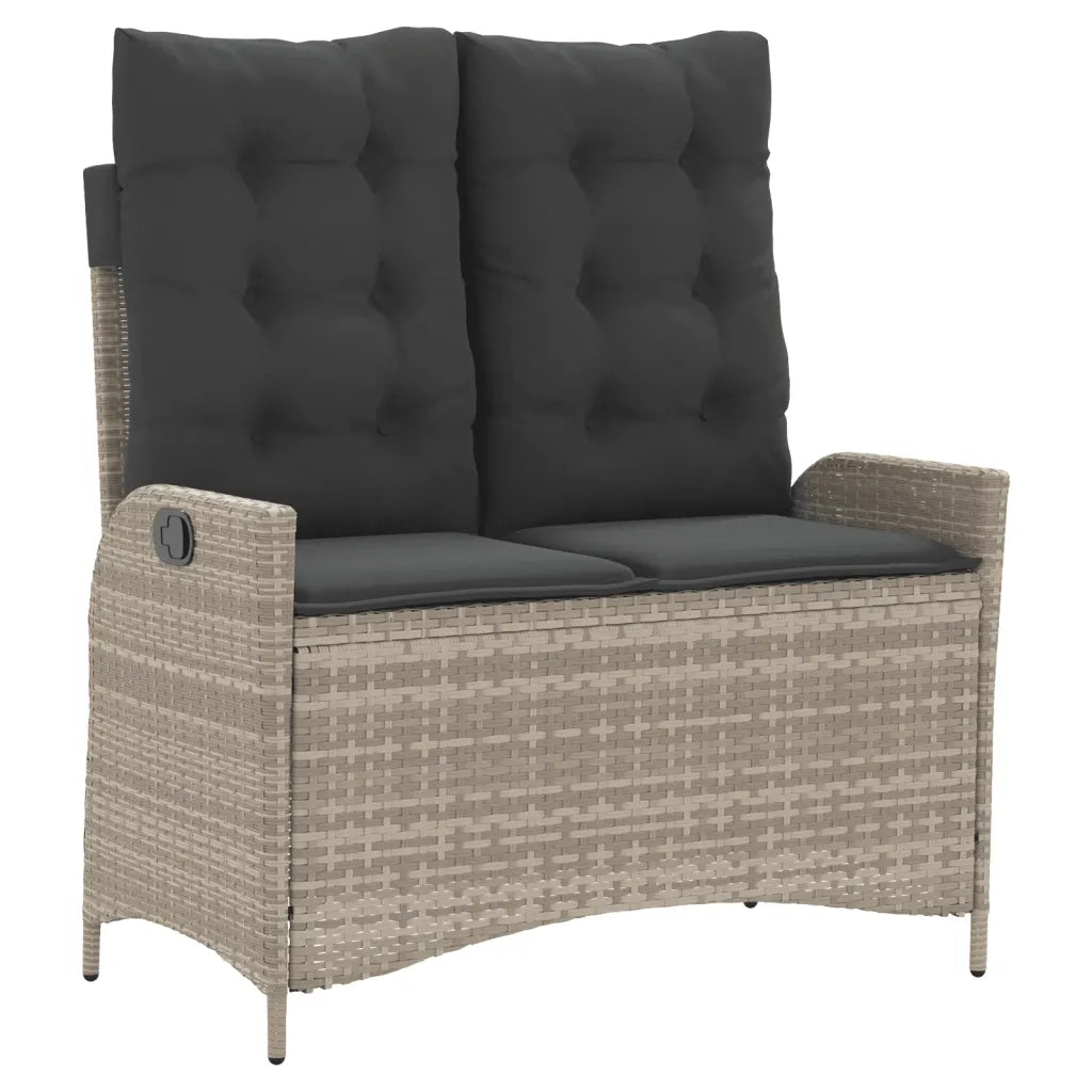 Panca Reclinabile Giardino con Cuscini-Sgabello-Sedia da esterno Grigio Chiaro Polyrattan 354992