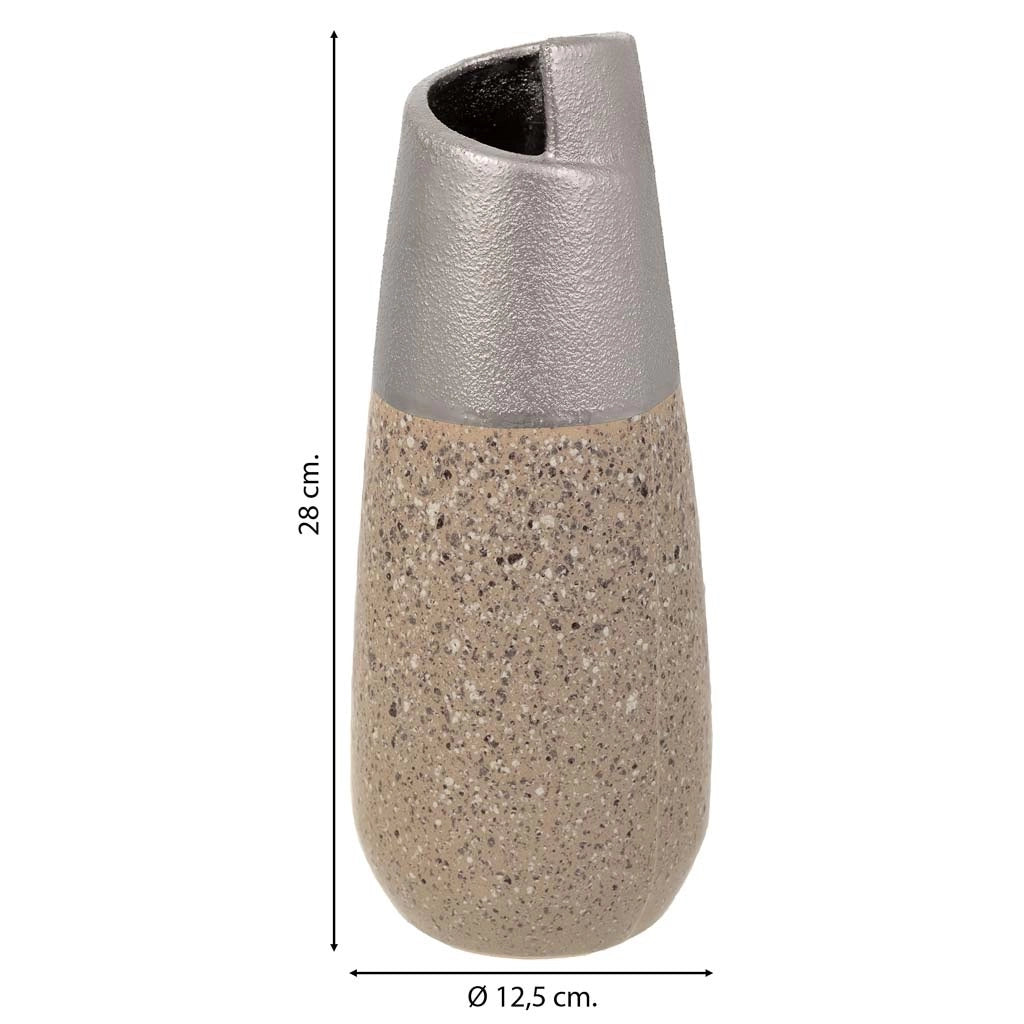 Vaso in ceramica argento 12,5x12,5x28h