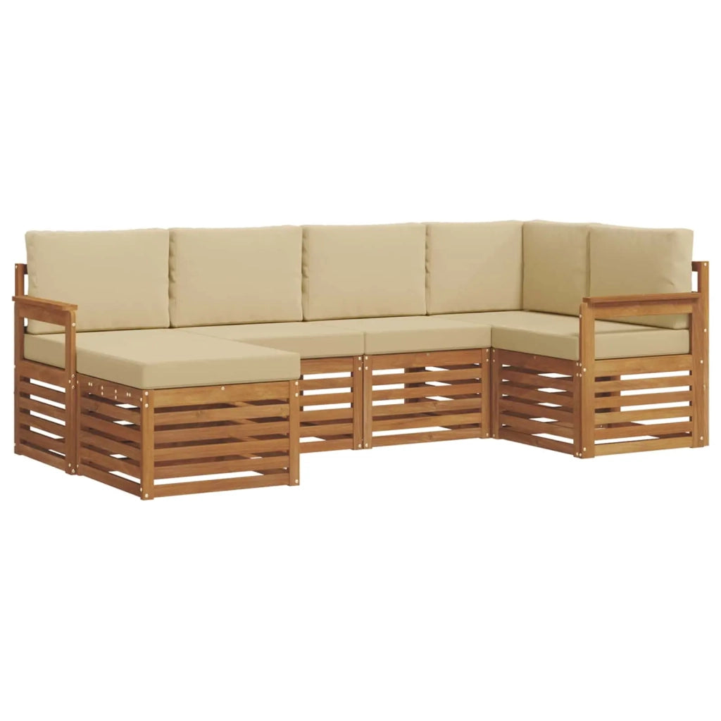 Set di divani da esterno 6 pz Naturale e Beige Poliestere 3375078