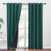 Verdunatore 100% opacizzanti - Isolanti acustici - Tessuto a doppia lamina - 140 x 245 cm - 2 pezzi - Verde scuro - Tende