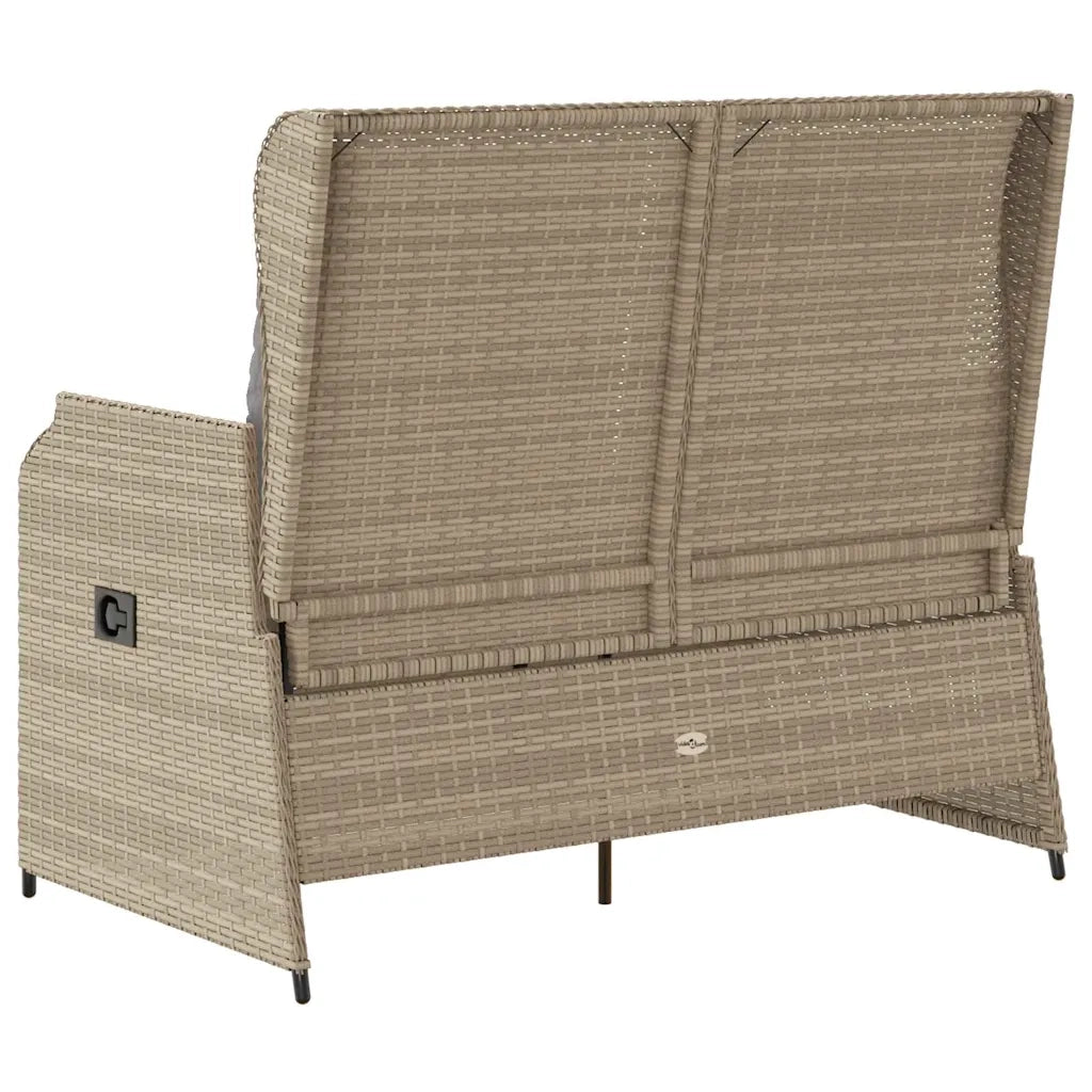 Panca Reclinabile da Giardino con Cuscini-Sgabello-Sedia da esterno Beige in Polyrattan 109123