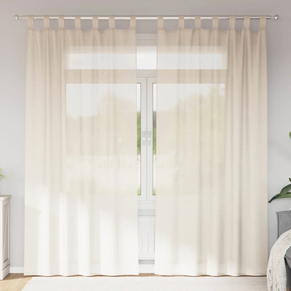 Tende in Voile con Linguetta 2 pz Crema 4102268