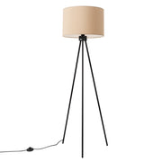 Lampada a sospensione NEVIA con paralume cilindrico in tessuto color tortora e nero, 40 cm