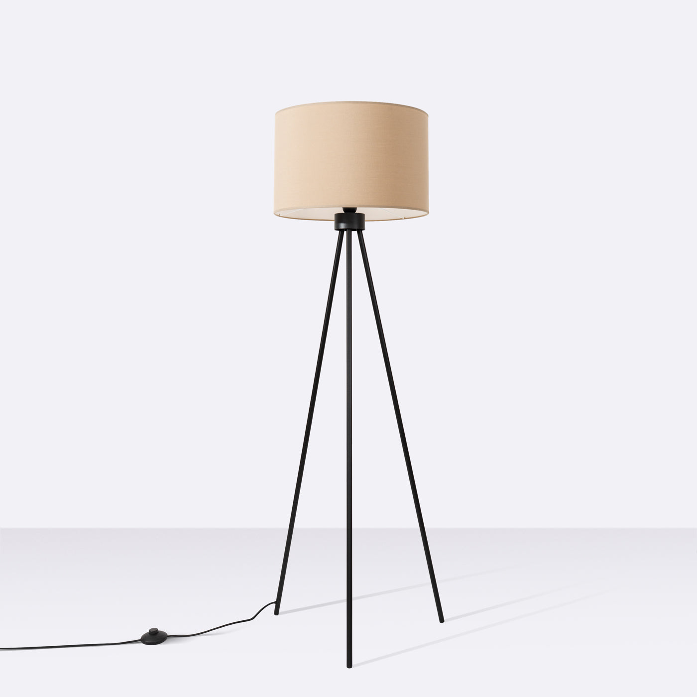Lampada a sospensione NEVIA con paralume cilindrico in tessuto color tortora e nero, 40 cm
