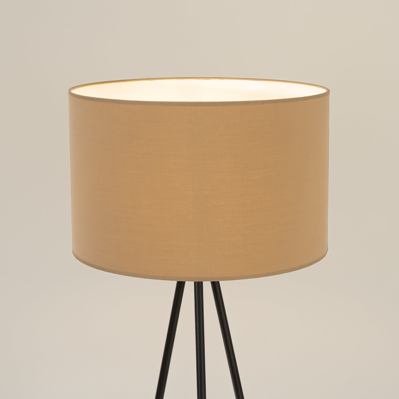 Lampada a sospensione NEVIA con paralume cilindrico in tessuto color tortora e nero, 40 cm