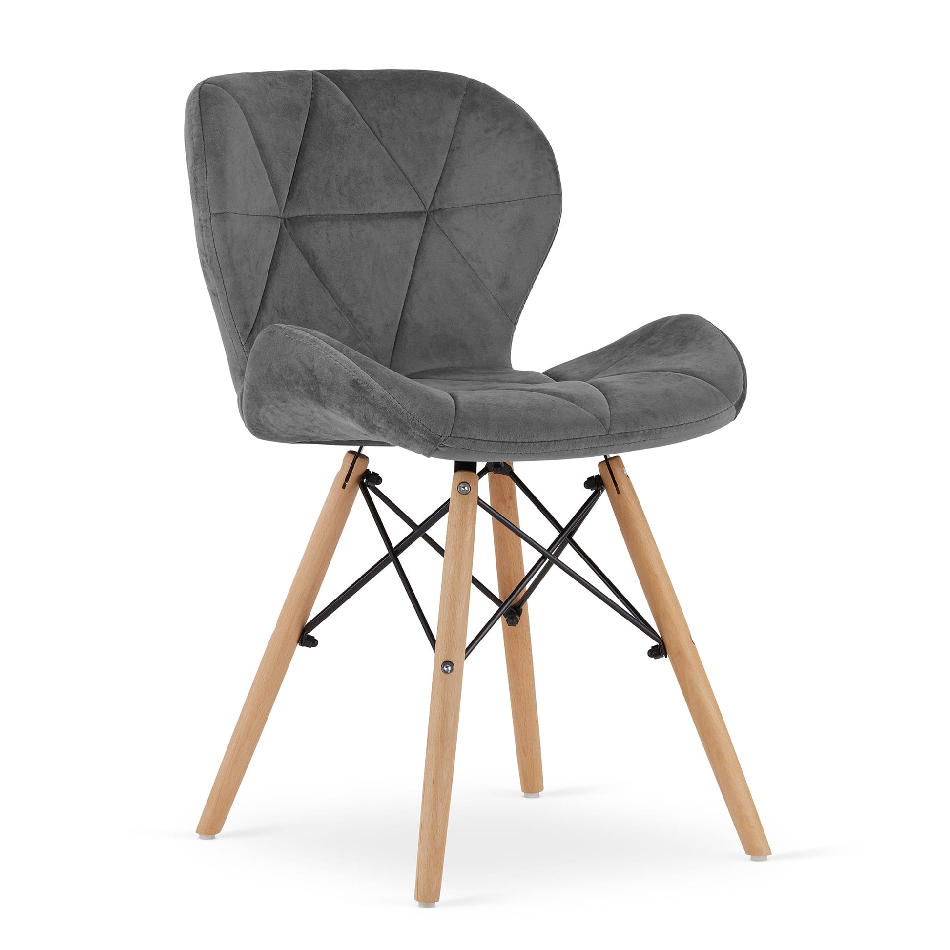 Valora WAKO Sedia in velluto grigio design moderno per soggiorno x4