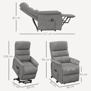 POLTRONA RELAX ELETTRICA con alzapersona 66x90x96 cm Grigio Poliestere