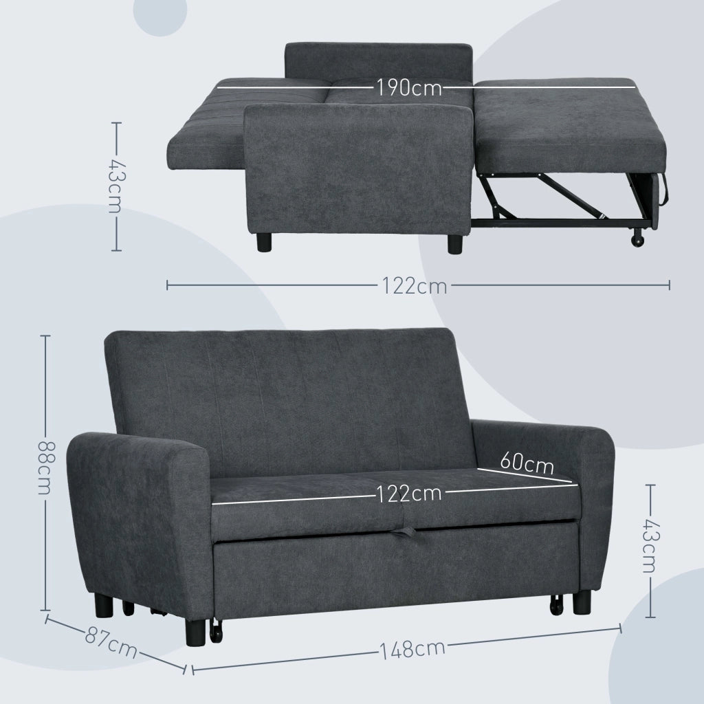 Divano Letto Singolo Clic Clac Schienale Regolabile 148x87x88 cm Velluto Grigio