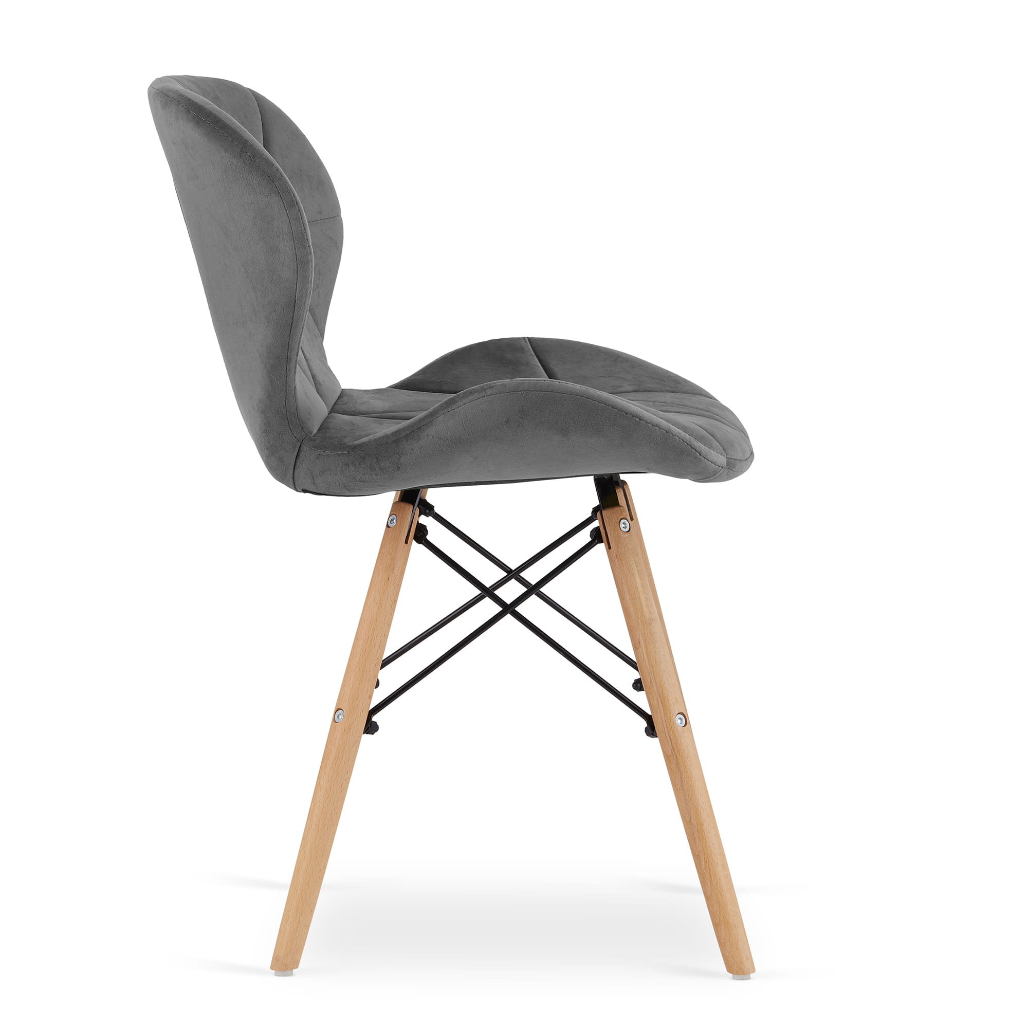 Valora WAKO Sedia in velluto grigio design moderno per soggiorno x4