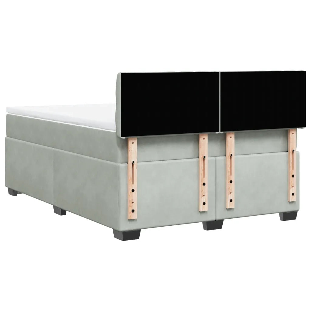 vidaXL Giroletto a Molle con Materasso Grigio Chiaro 160x200cm Velluto