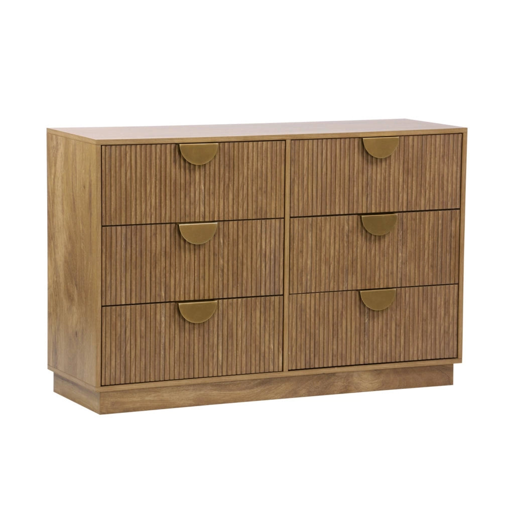 Cassettiera effetto legno di mango scanalata 6 cassetti