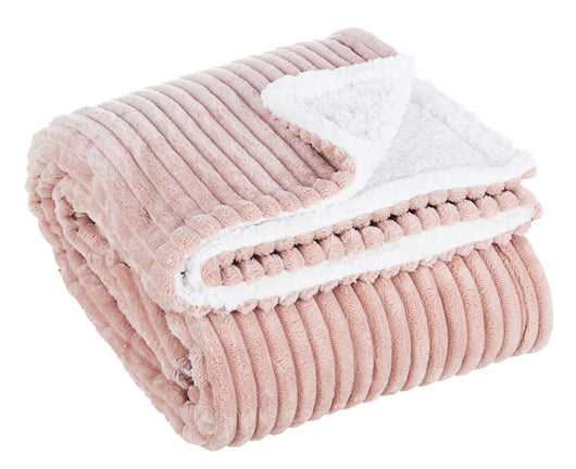 Plaid Coperta Letto Singolo Agnellato Alliz Morbida Rosa Avorio 130x160 450 gr Colore: Rosa