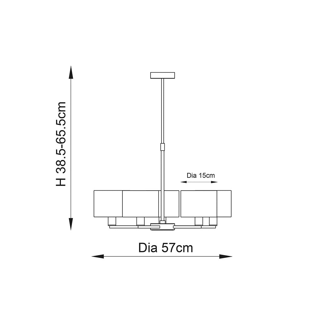 Lampadario 5 luci nichel opaco paralumi bianco E14