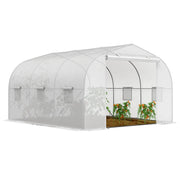 Serra a Tunnel per Giardino con 6 Finestre e Porta a Rullo, in Acciaio e PE, 3.5x3x2 m, Bianco