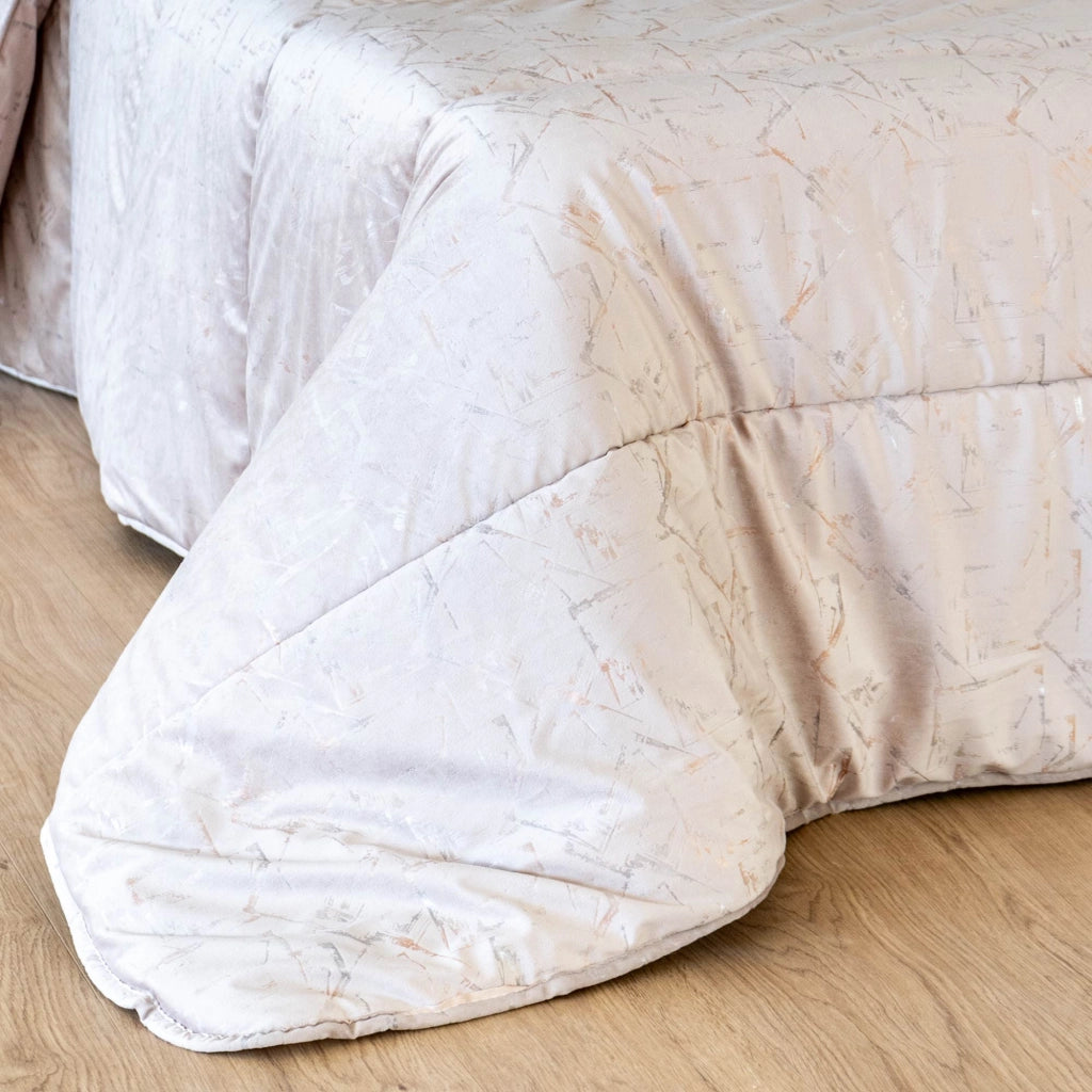Trapunta Invernale Matrimoniale in Velluto con Stampa Digitale – Piumone Due Piazze Elegante e Morbido 500gr – Piumino Caldo Made in Italy per Inverno Quadrisflasatibeige - Matrimoniale