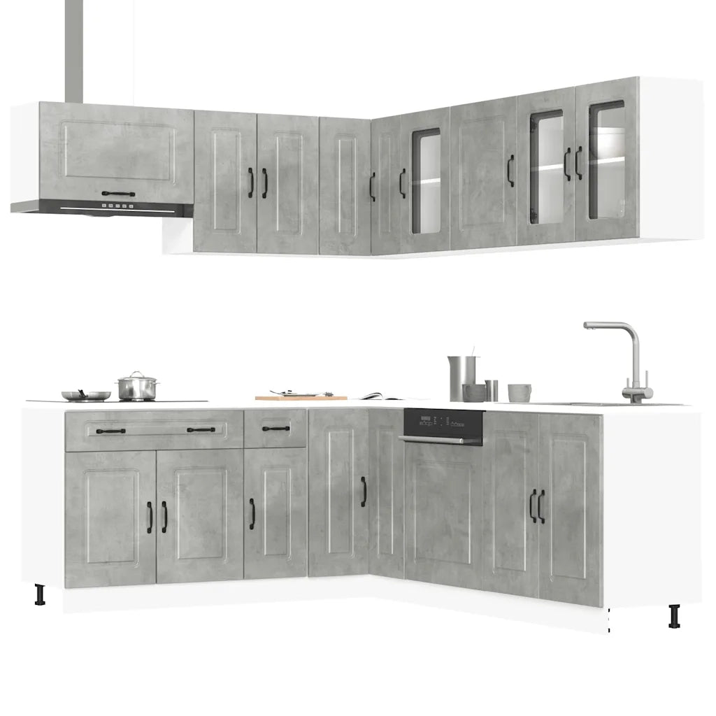 Set Mobili da Cucina 11 pz Kalmar Grigio Cemento in Truciolato 3314915